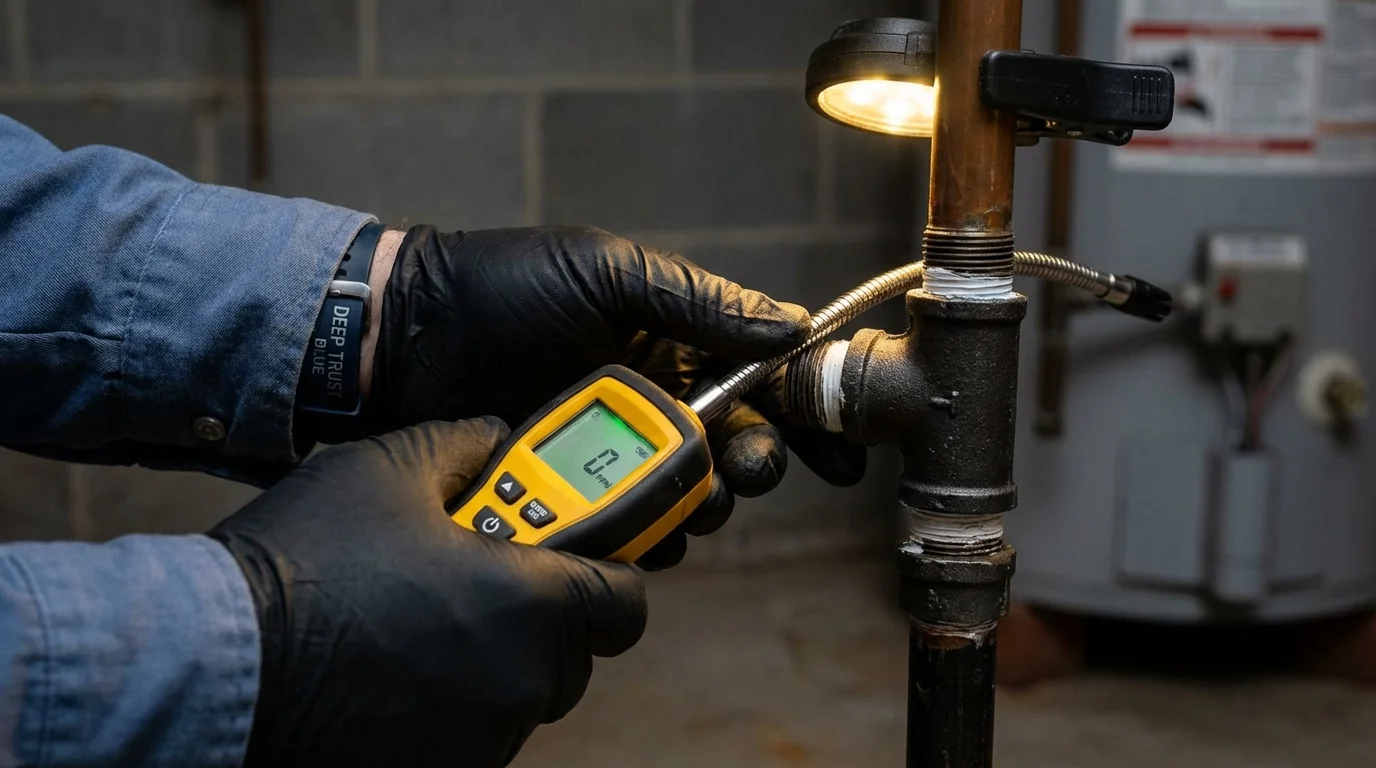 Gas leak detection with electronic sniffer by Johns Plumbing LLC in Diamondhead